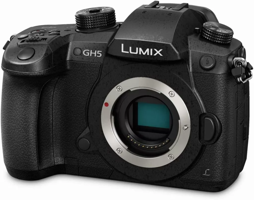 A product image of the Panasonic GH5 without a lens (body only)