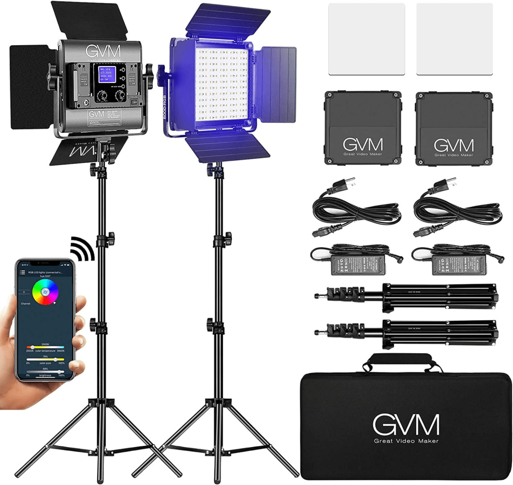 The GVM RGB LED Video Light Kit